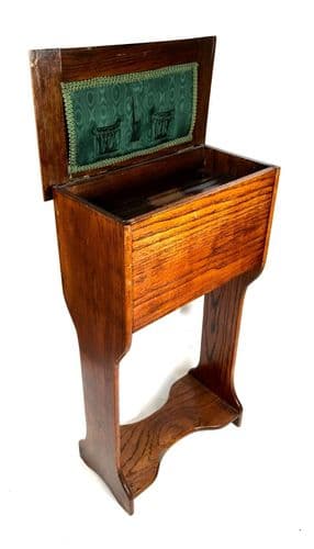 Antique Wooden Oak Ladies Work Sewing Box / Table / Storage Unit / Chest